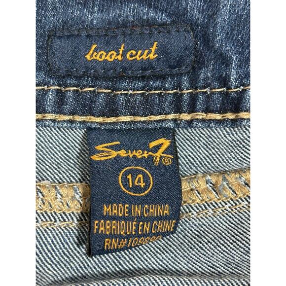 Seven7 Jeans Womens 14 Blue Bootcut Thick Stitch Embroidered Flap Pockets Denim - Picture 8 of 16